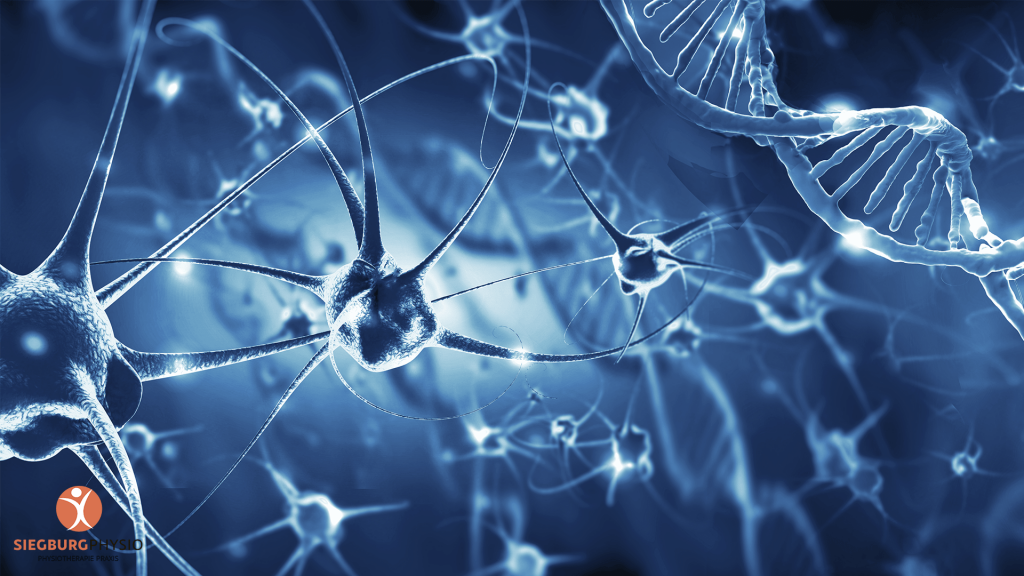 Abstrakte Darstellung von Nervenzellen mit elektrischen Impulsen zur symbolischen Darstellung von Elektrotherapie